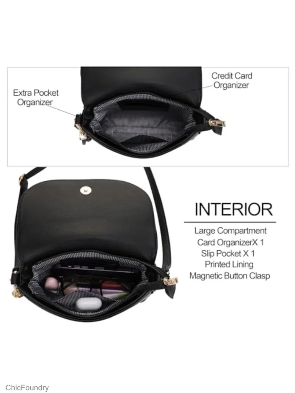 Small Crossbody Bag with Tassel Flap Saddle Vegan Leather Shoulder Purse